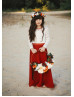 Ivory Lace Terracota Chiffon Autumn Flower Girl Dress